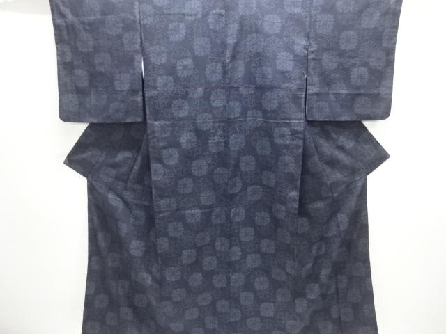 JAPANESE KIMONO / ANTIQUE KIMONO / SILK / TSUMUGI / WOVEN FLOWER